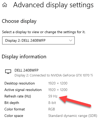 Windows Advanced Display Settings